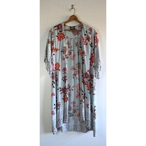 ANGIE Cardigan Women's Size Large Open Front Kimono Sleeve Bohemian Floral India